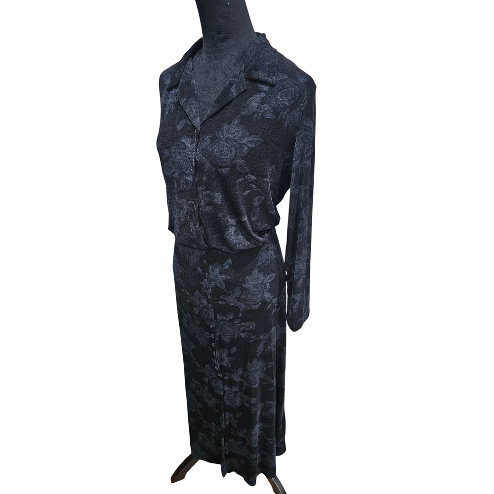 Es.Se 2 Piece Maxi Skirt Set Size M/L Black Floral Rose Esse 90s Y2K Goth Witchy - Picture 3 of 16